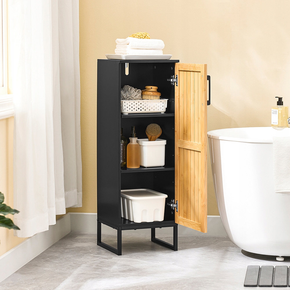 SoBuy Bambu wc-kaappi, säätövälilevyt ja metallijalat BZR203-SCH