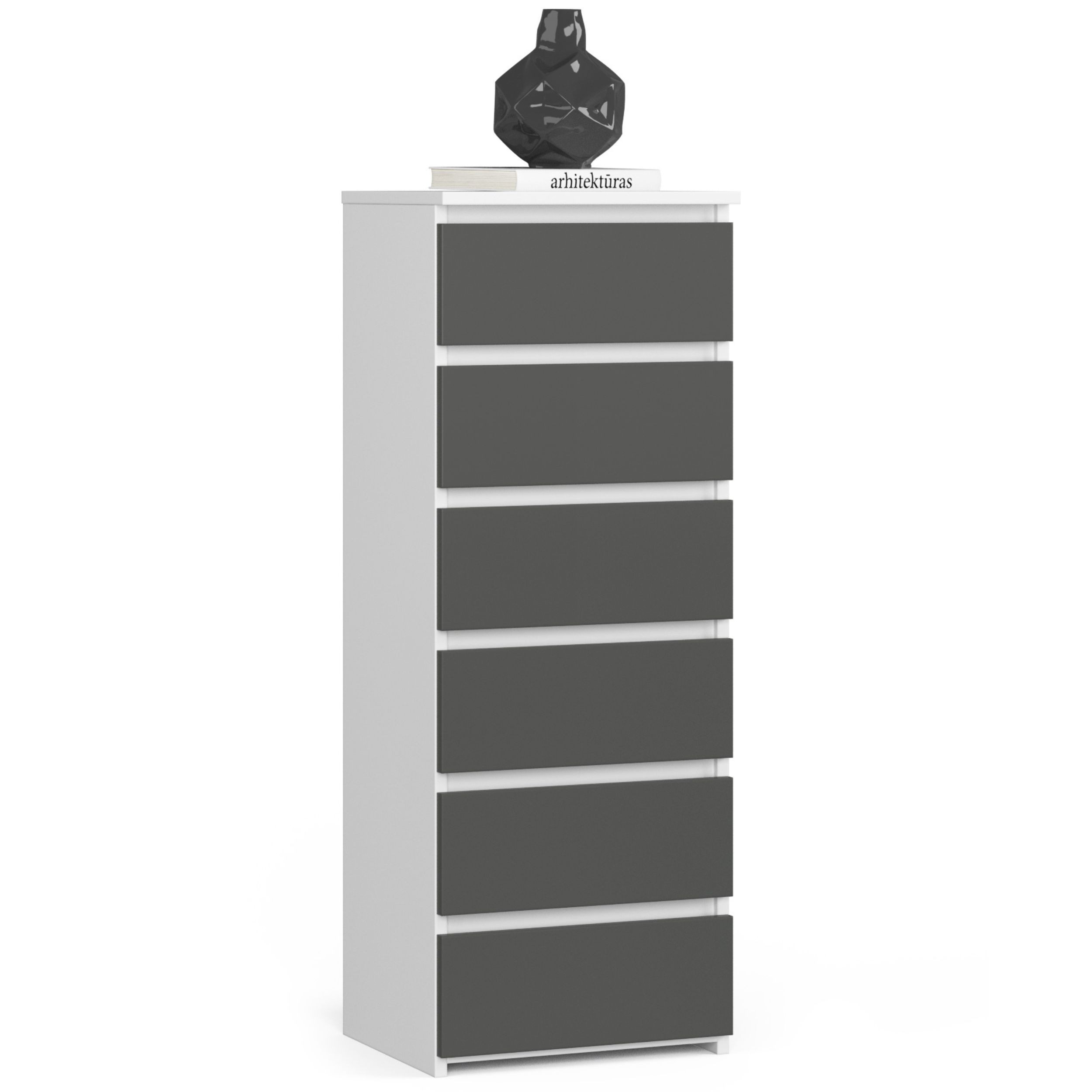 Akord Korkea lipasto Valkoinen/Harmaa Grafiitti 40x35x109