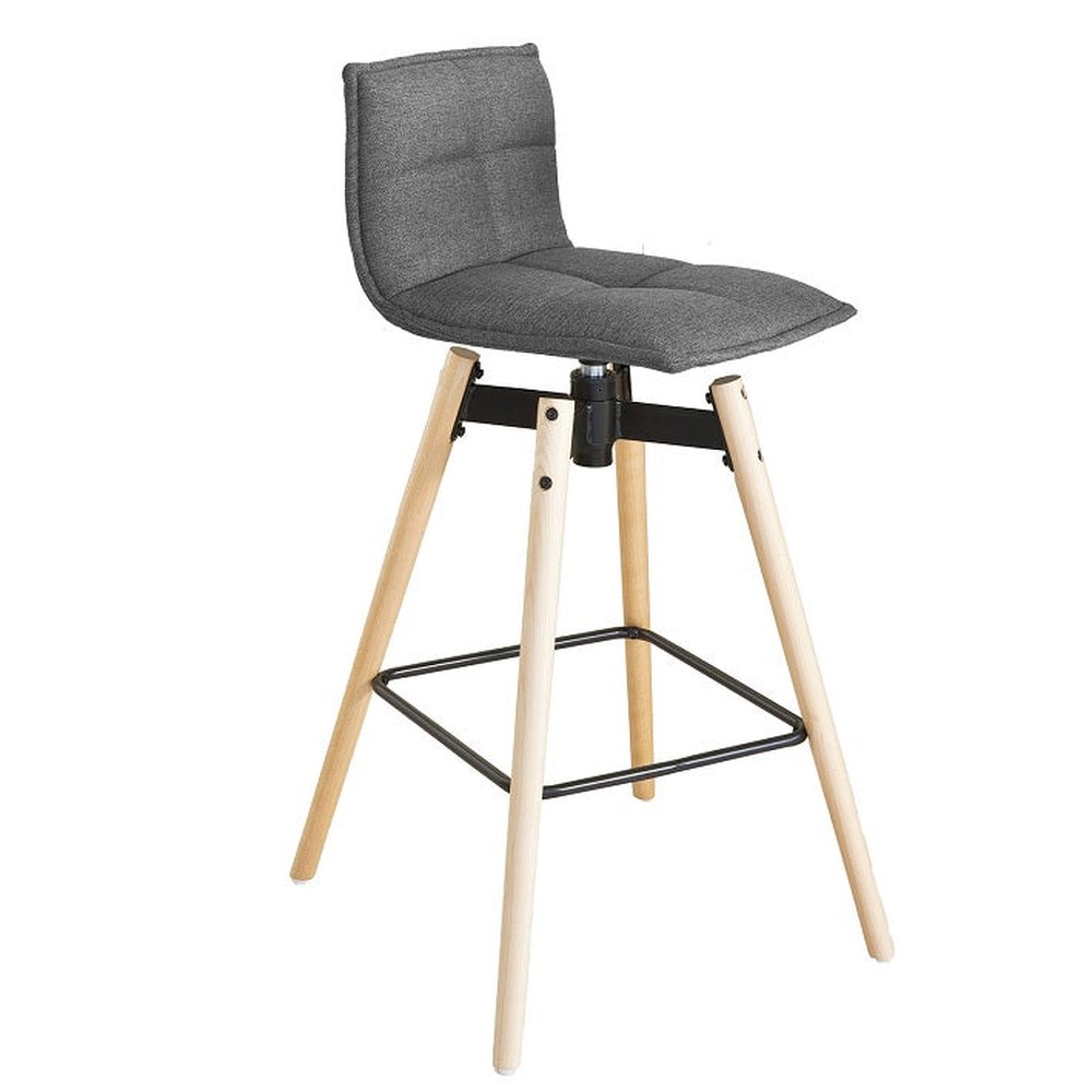SoBuy Puinen Baarituoli luonnonpuuvärjättynä tummanharmaa 45 cm FST45-DG