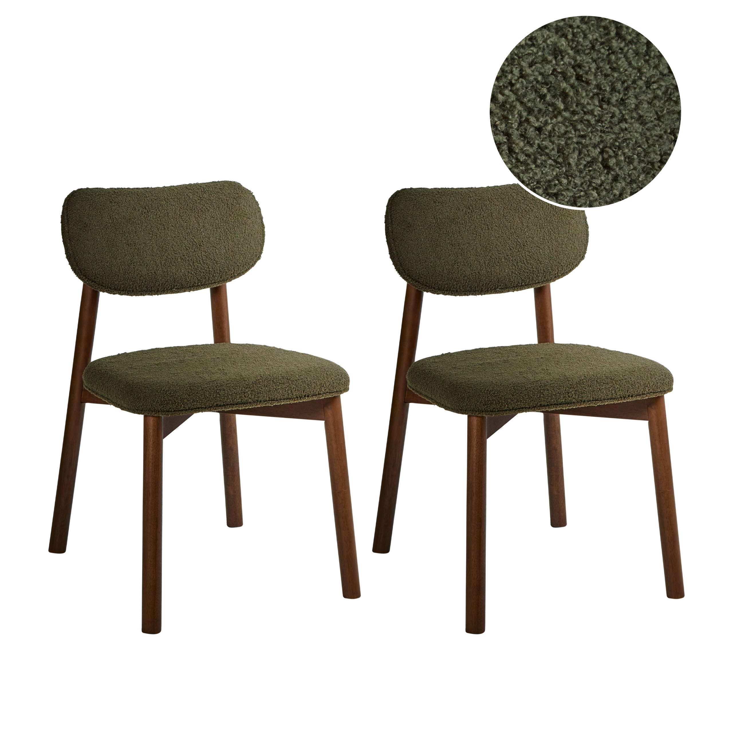 Ruokatuolisetti 2 kpl MILLS buklee Tummanruskea/vihreä