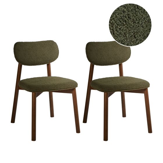 Ruokatuolisetti 2 kpl MILLS buklee Tummanruskea/vihreä