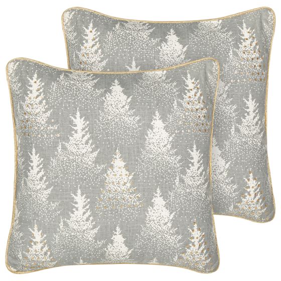 Koristetyynysetti 2 kpl BILLBERGIA puuvilla 45 x 45 cm Harmaa Joulukuvio