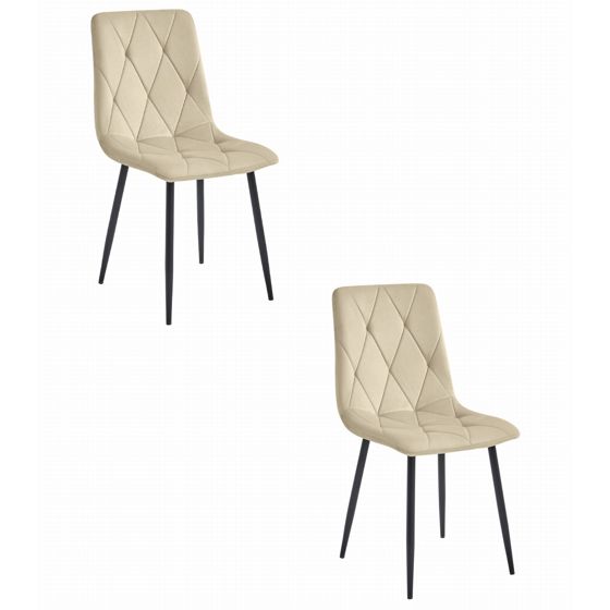 LIBRA-tuoli, vaalea beige sametti, mustat jalat (2 kpl)