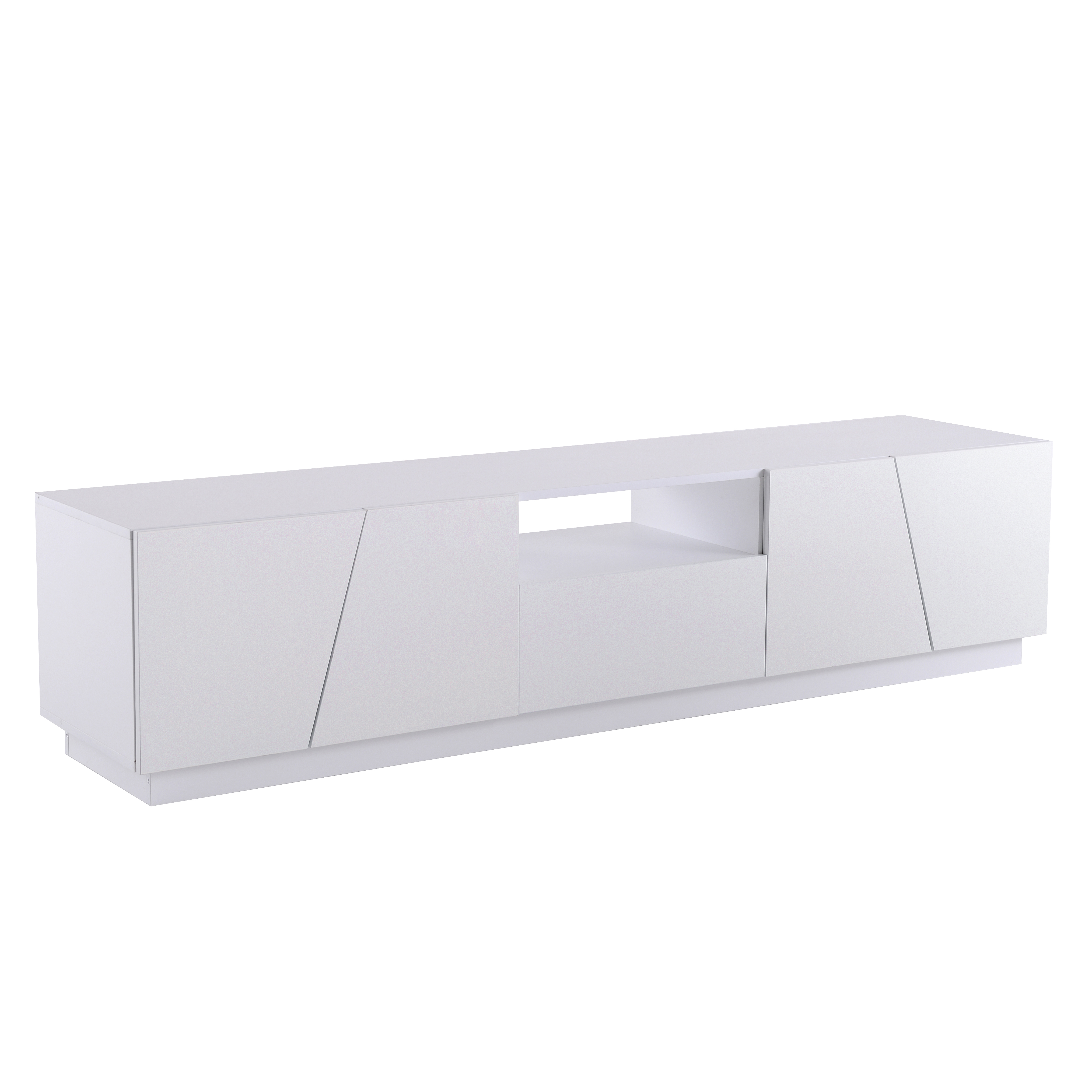 TV-taso 170x42x37 cm valkoinen MDF säilytyksellä ja avohyllyillä