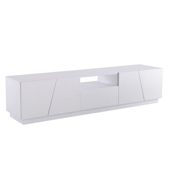 TV-taso 170x42x37 cm valkoinen MDF säilytyksellä ja avohyllyillä