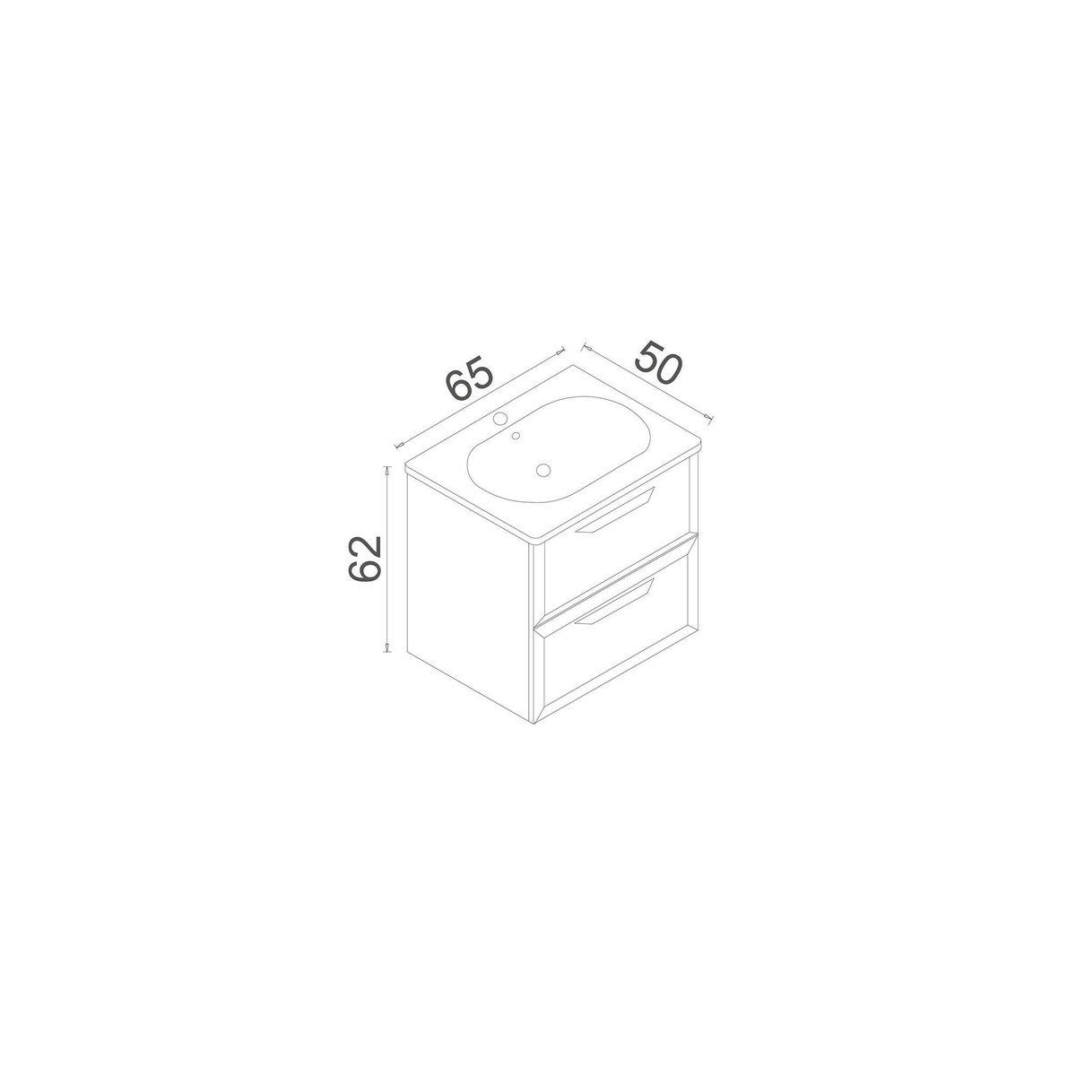 Norda Design Kylpyhuonekaappi altaalla Nuvola 65 v2 50 x 65 x 62 cm