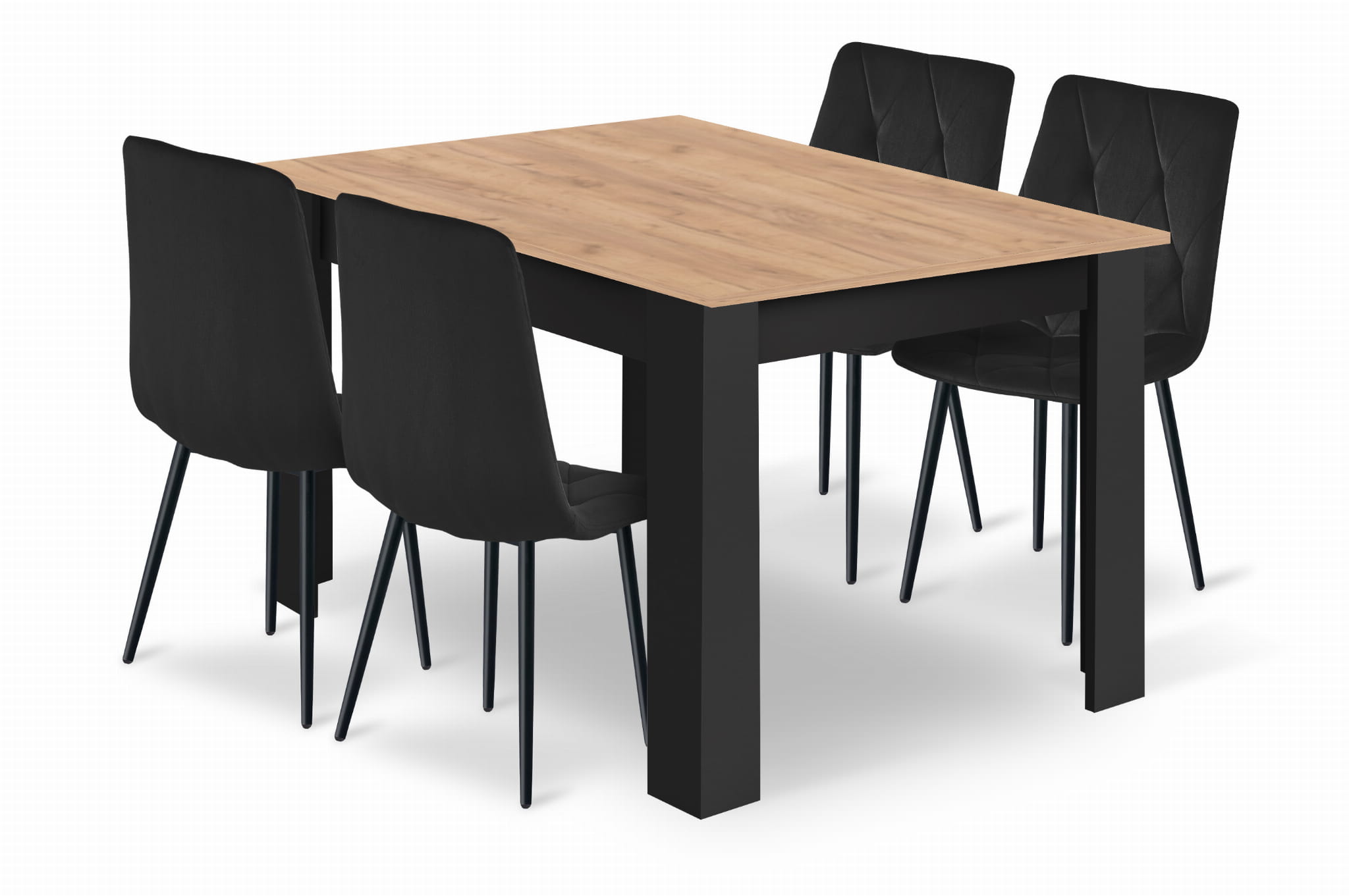 NP craft-tammi pöytä 120x80, 4 LIBRA tuolia, musta setti