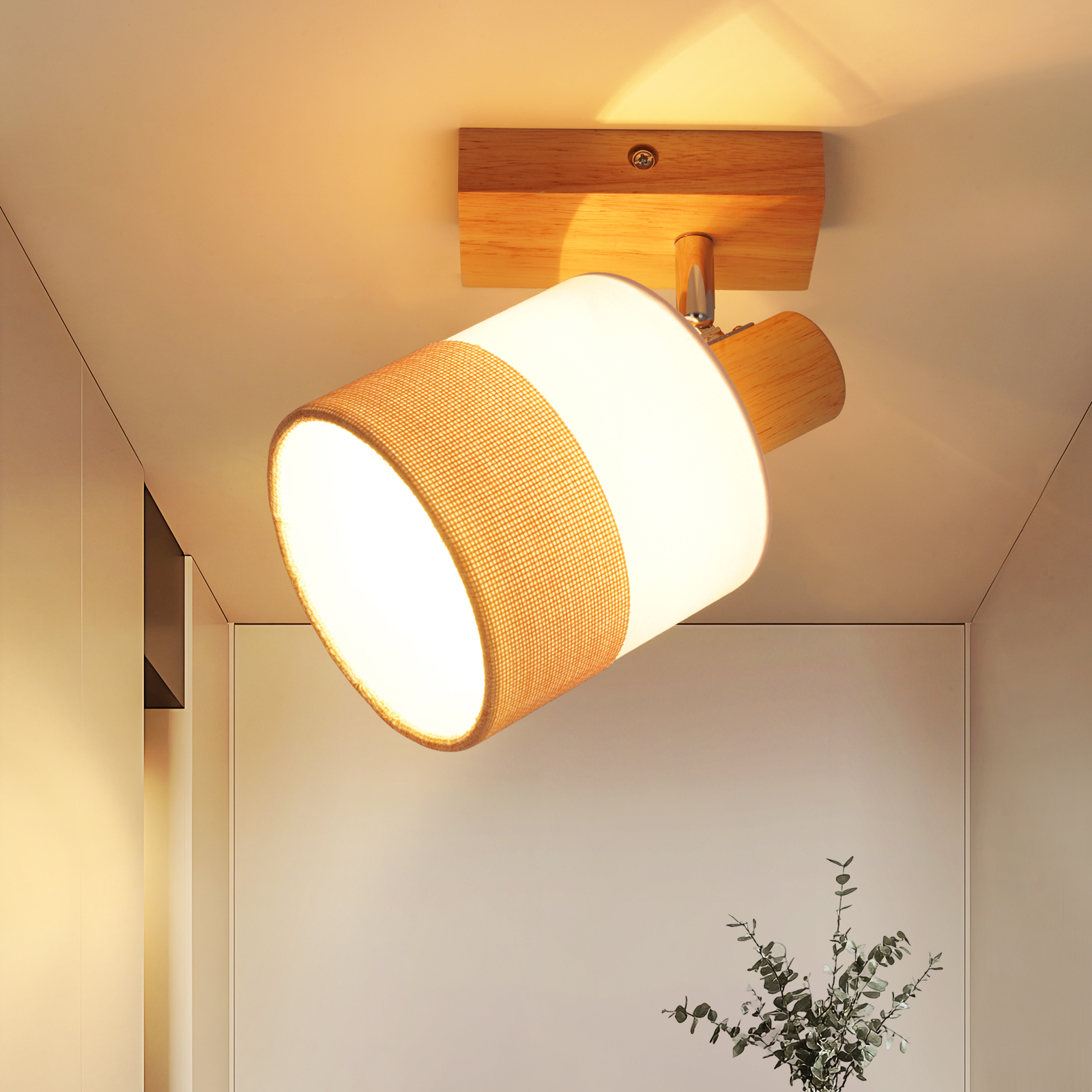 NETTLIFE LED-kattospotti 1 liekki eteisvalaisin - puinen kattovalaisin E14 vintage-kattovalaisin säädettävä 350° retro