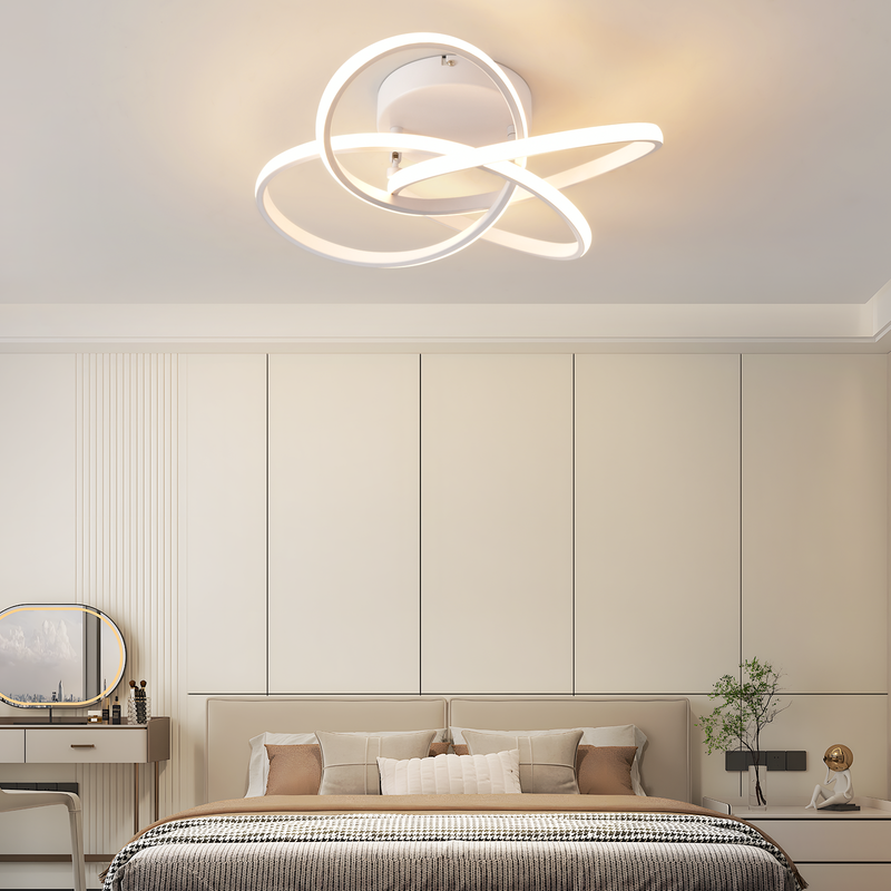 NETTLIFE LED-kattovalaisin makuuhuoneeseen - 28W, 3000K, lämmin valkoinen, eteisen valaisin, moderni keittiön valaisin, nelilehtinen kukka