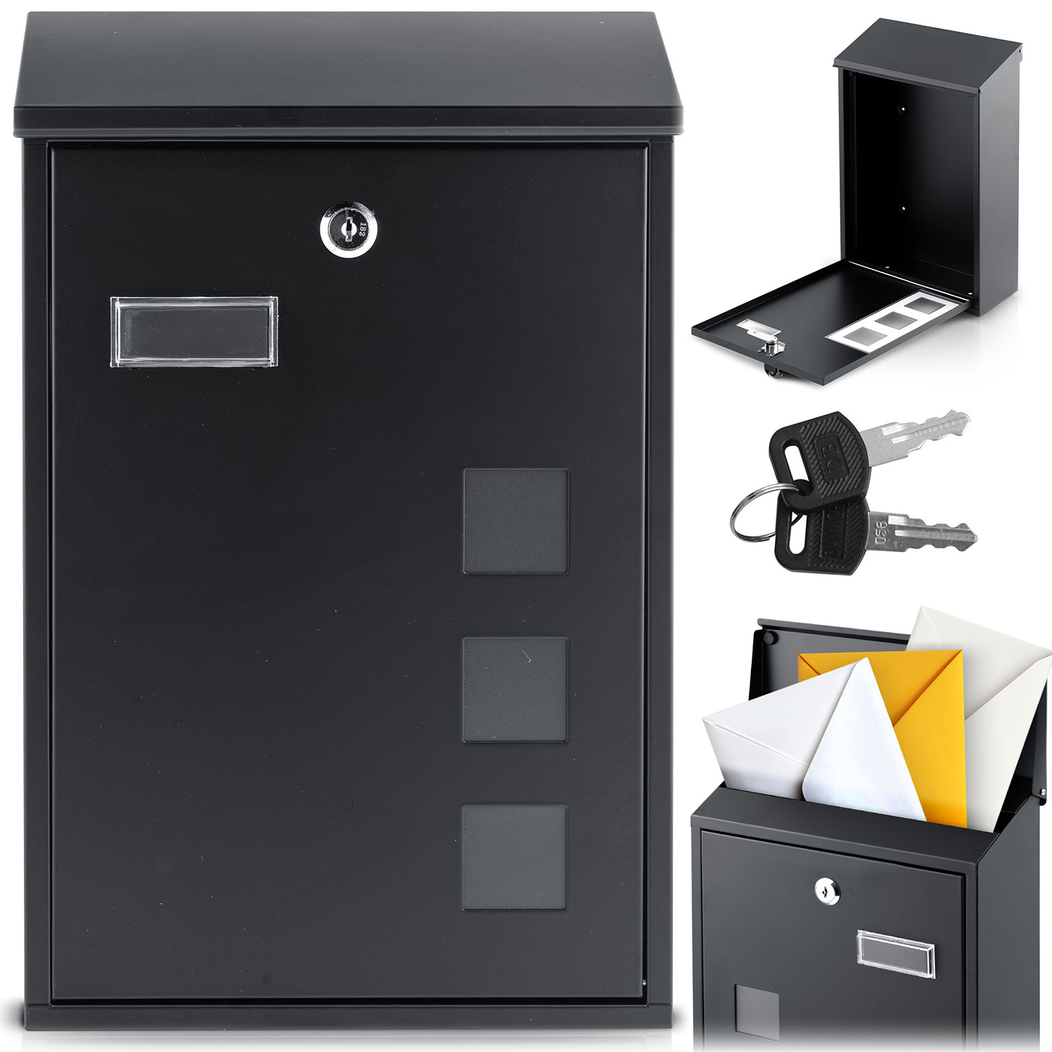 Postilaatikko 39x25,5x12 cm musta HM-864