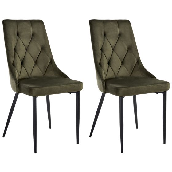 Ruokatuolisetti 2 kpl AVENIR sametti Oliivinvihreä