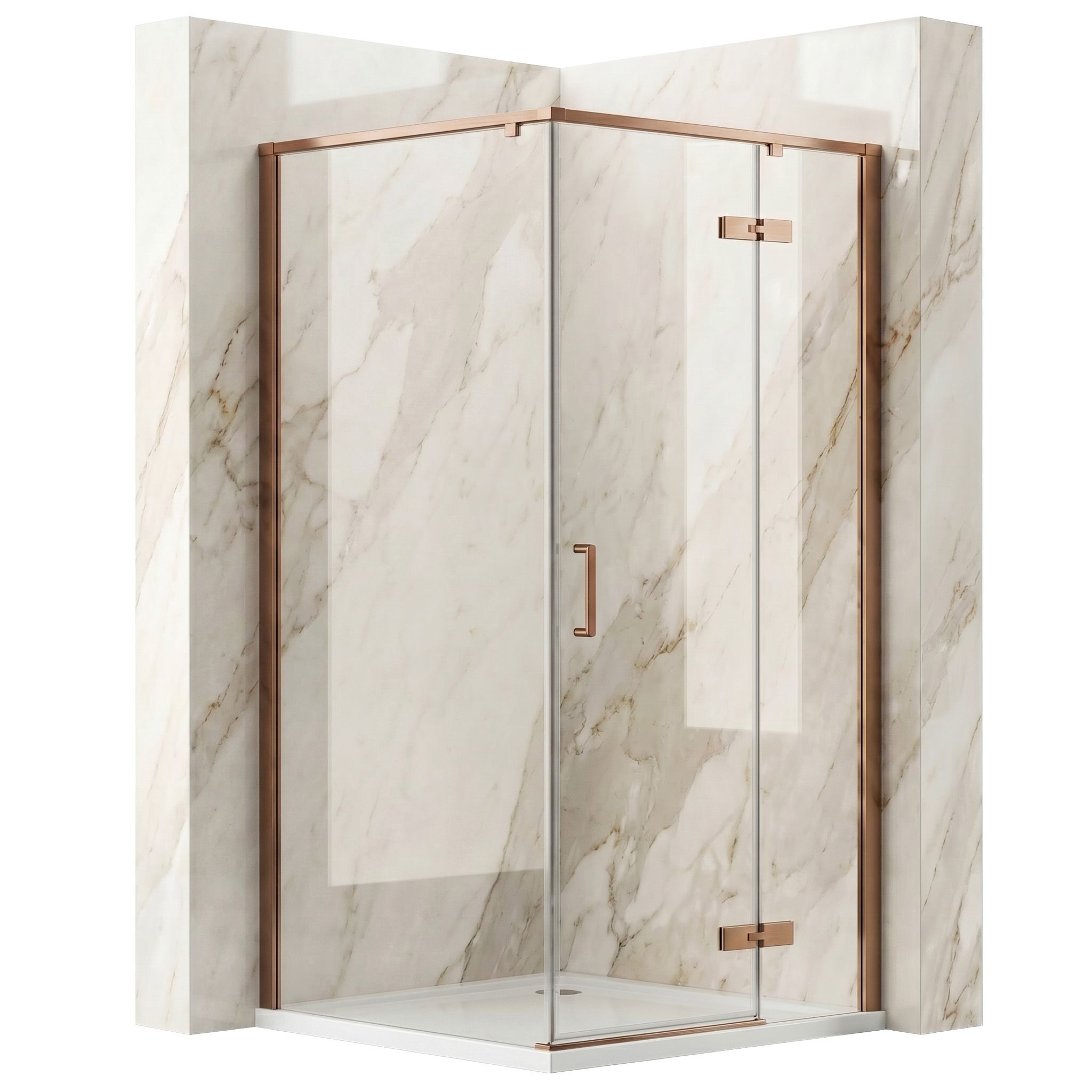 REA Suihkukaappi Bruno 90x90 Harjattu kupari, 88, 5X88, 5X195CM