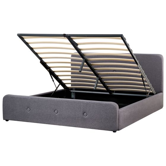 Sänky säilytystilalla kangas RENNES 180 x 200 cm Tummanharmaa