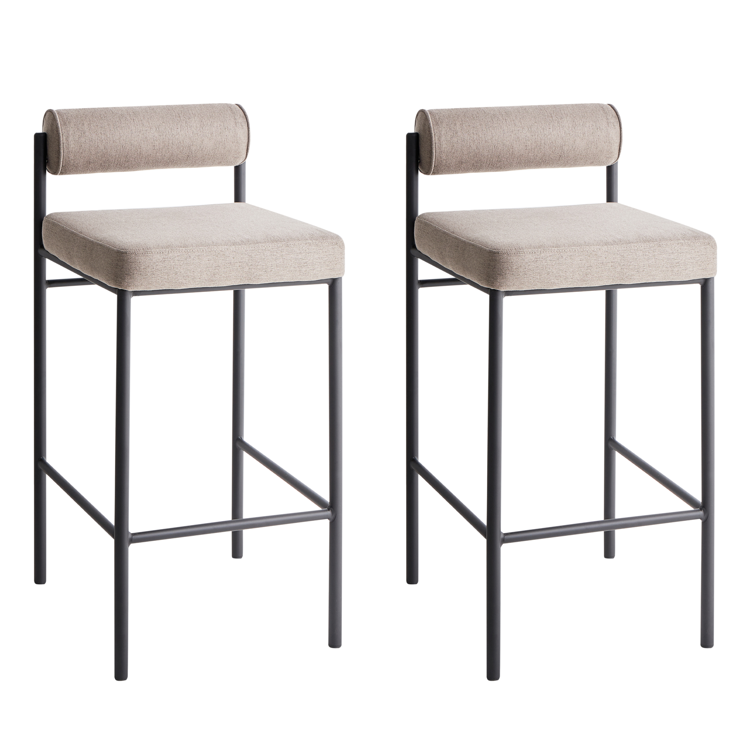 Baarituolisetti 2 kpl AMAYA kangas Ruskeanharmaa