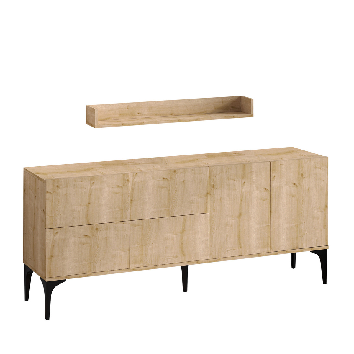 Norda Design Moderni konsolipöytä seinähyllyllä, 180 x 55 x 40 cm | 100 % melamiinipäällystetty | Tyylikäs ja käytännöllinen