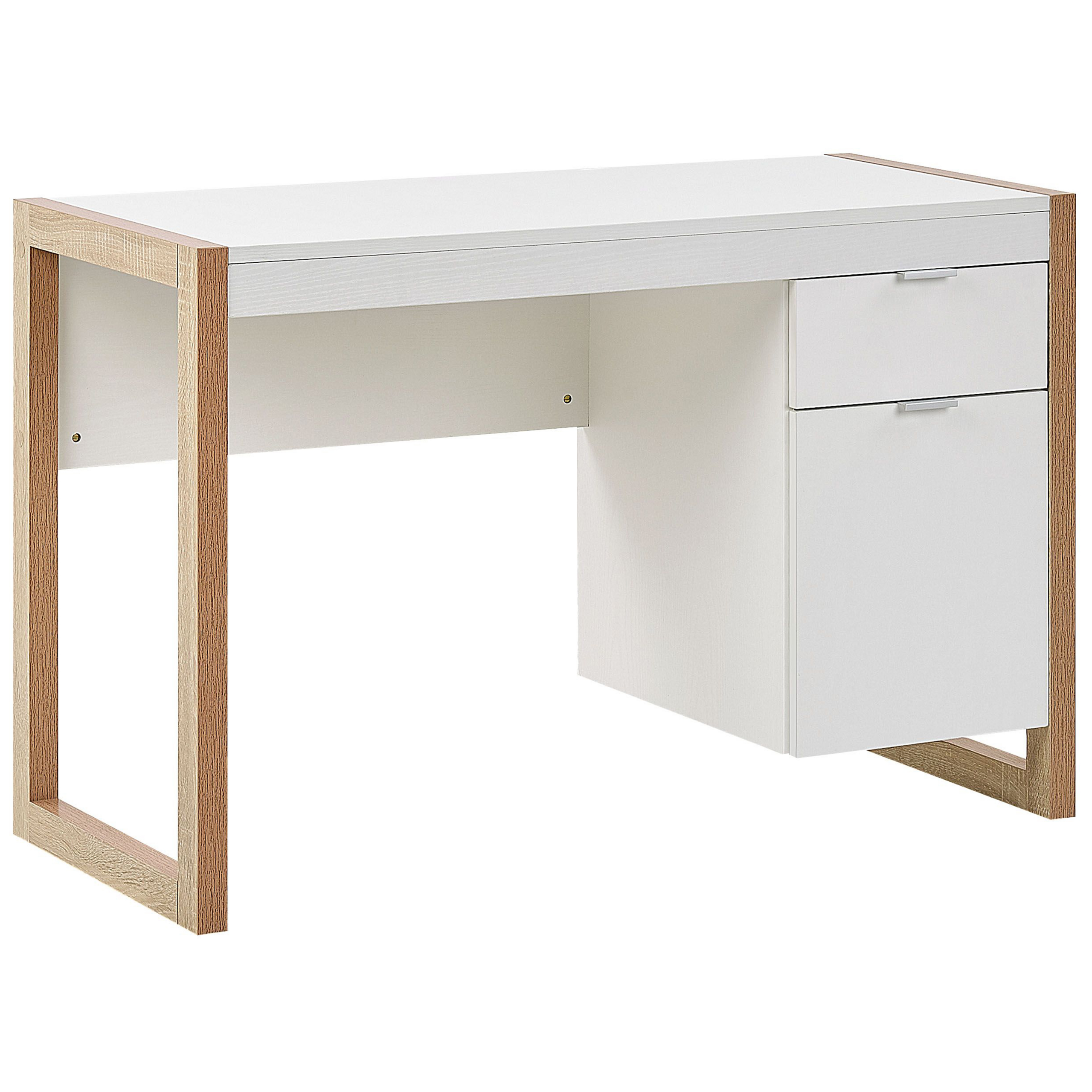 Työpöytä JOHNSON 112 cm 50 cm säilytystila Ruskea/valkoinen