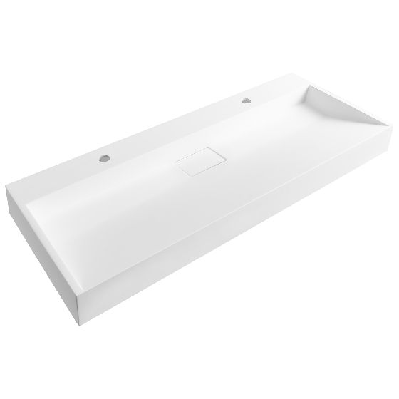 Seinään kiinnitettävä kaksoispesuallas QUENKO 120 x 46 cm mineraalivalu Valkoinen