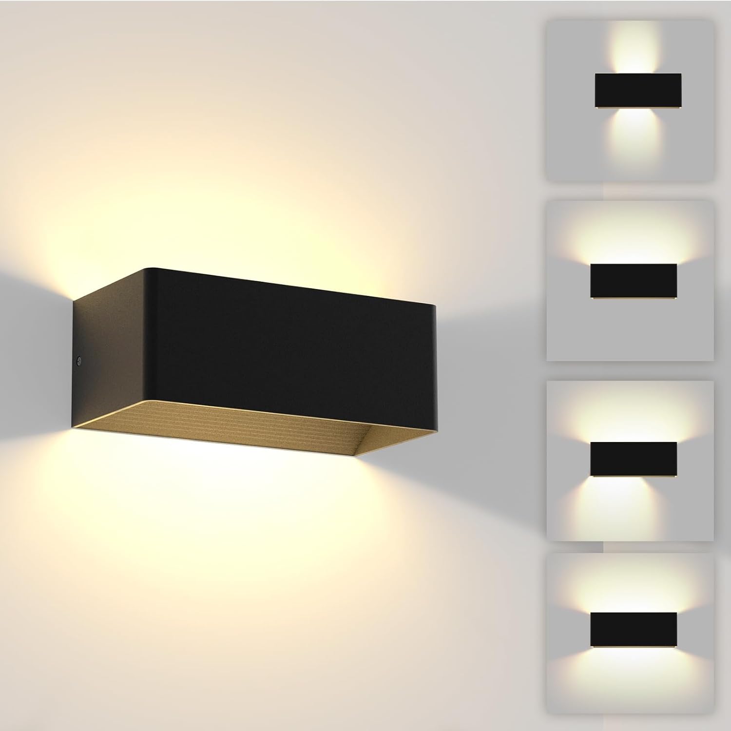 ZMH 5W LED-seinävalaisin, musta - ylös/alaspäin suuntautuva valaistus, 3000K lämmin valkoinen - käytävään, portaikkoon, olohuoneeseen, makuuhuoneeseen