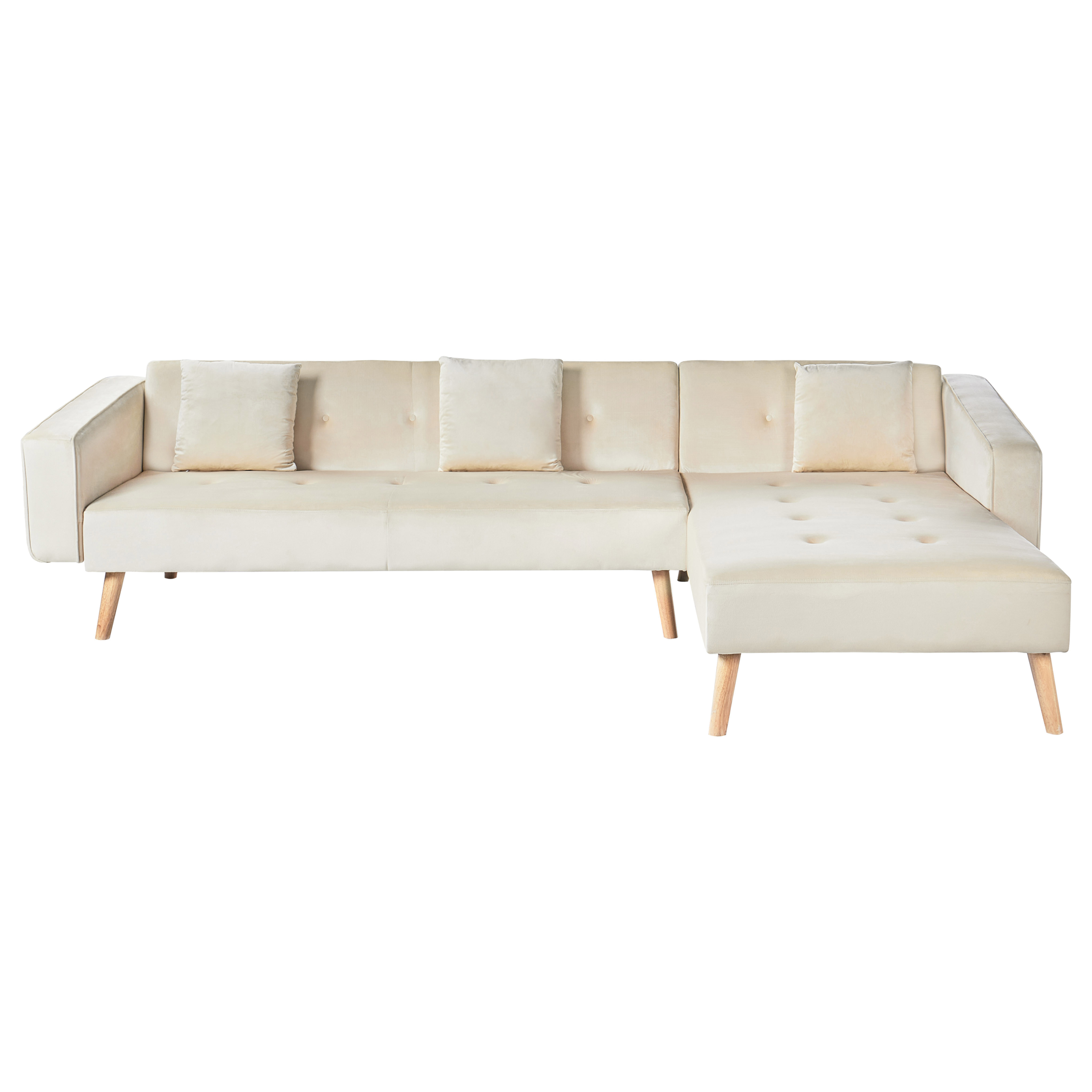 Kulmavuodesohva VADSO sametti Vaaleanbeige 4-istuttava Vasen