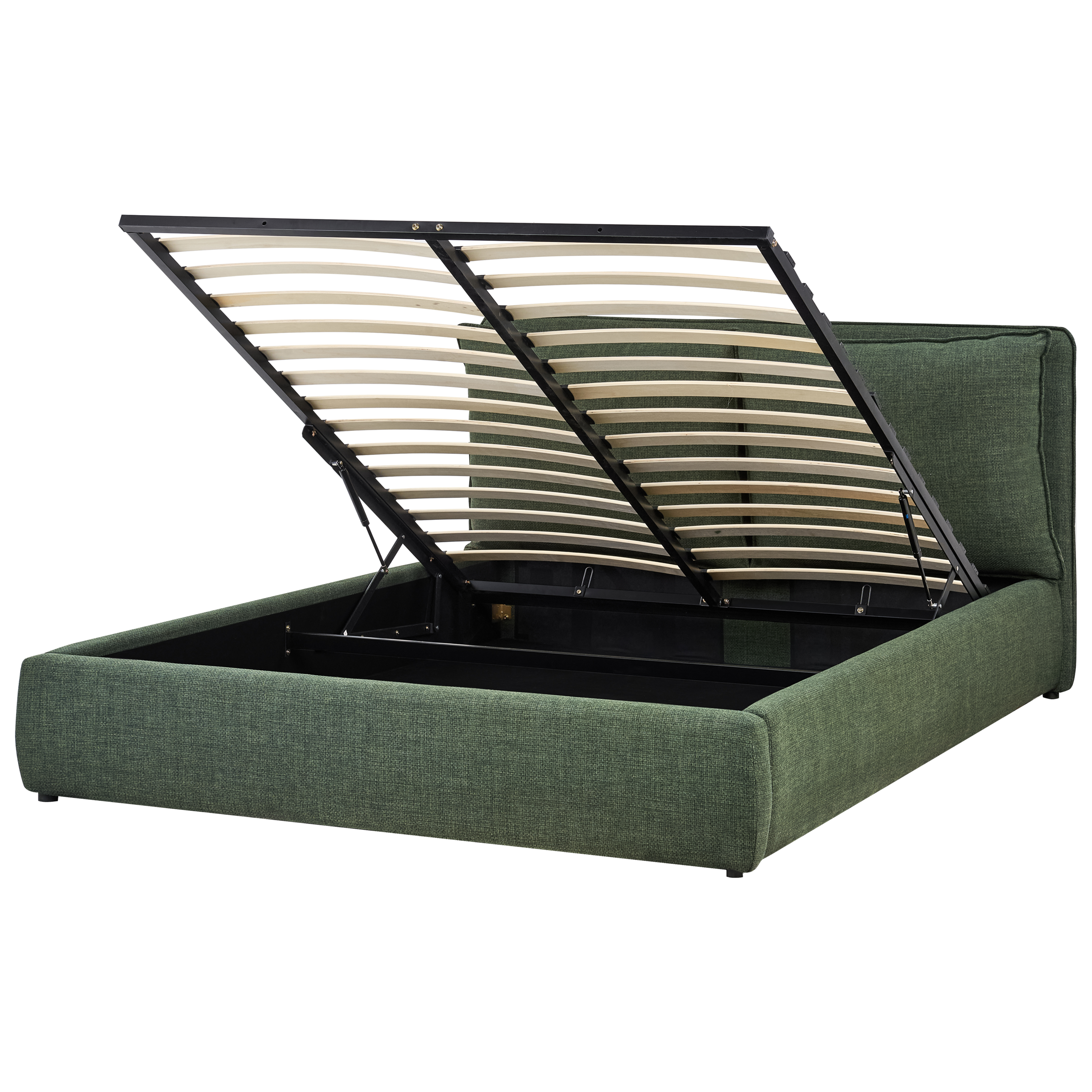 Sänky säilytystilalla kangas BAJONNA 160 x 200 cm Tummanvihreä