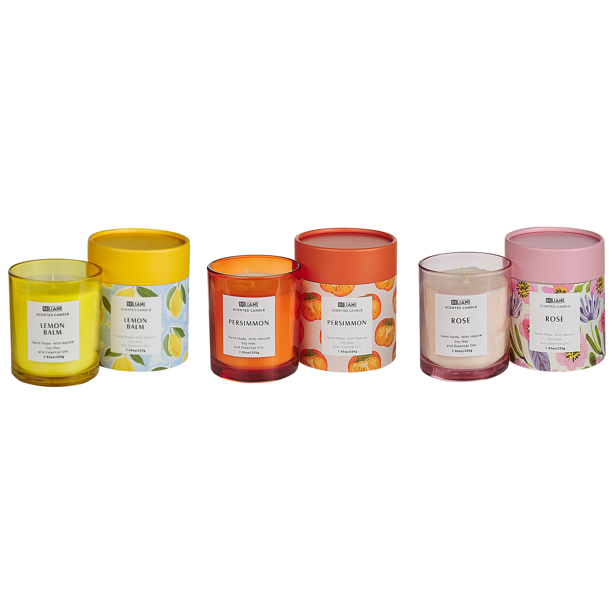 Tuoksukynttiläsetti 3 kpl COLORFUL BARREL Soijavaha Itämaiset tuoksut Yrttituoksut Kukkatuoksut