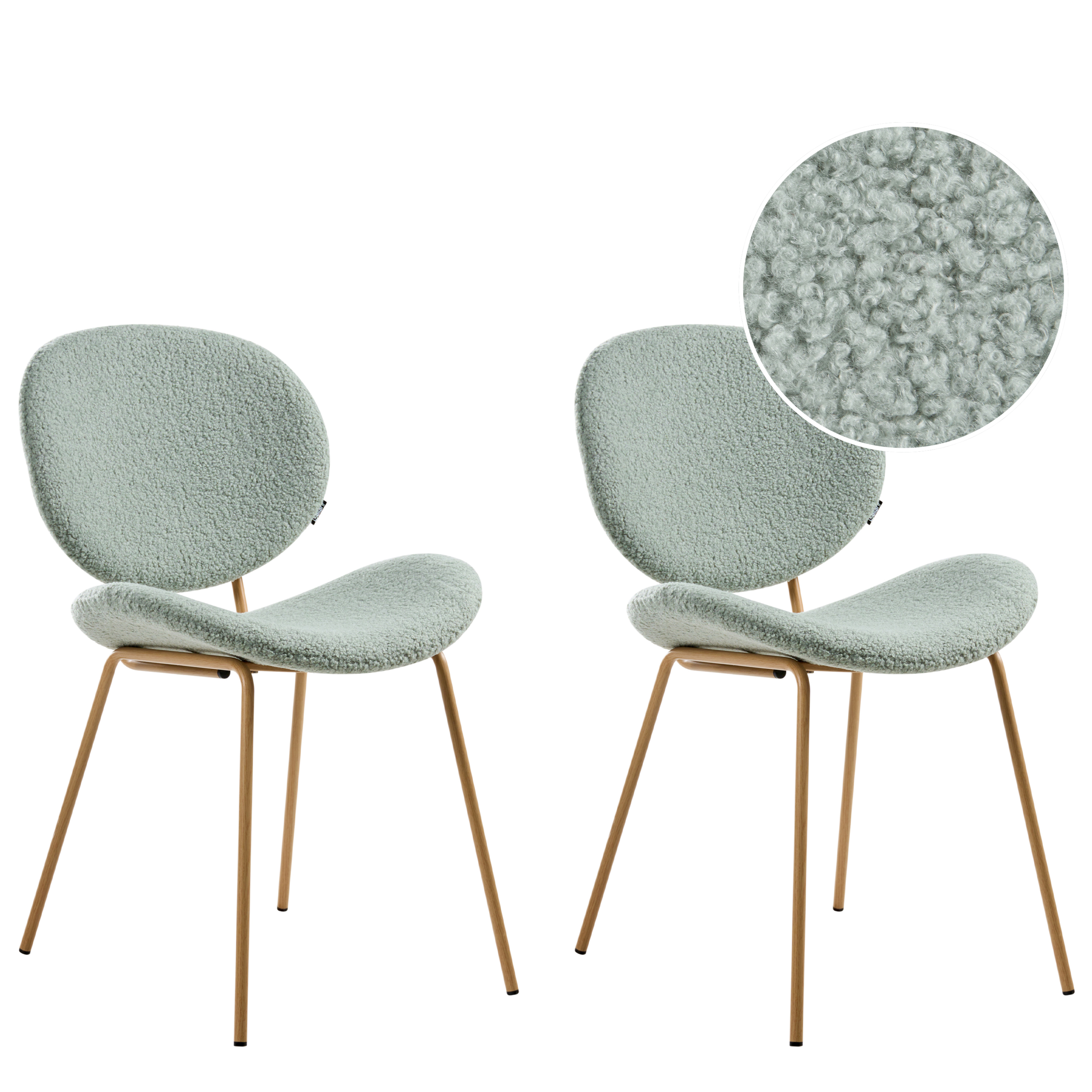 Ruokatuolisetti 2 kpl LUANA buklee Vaaleanvihreä