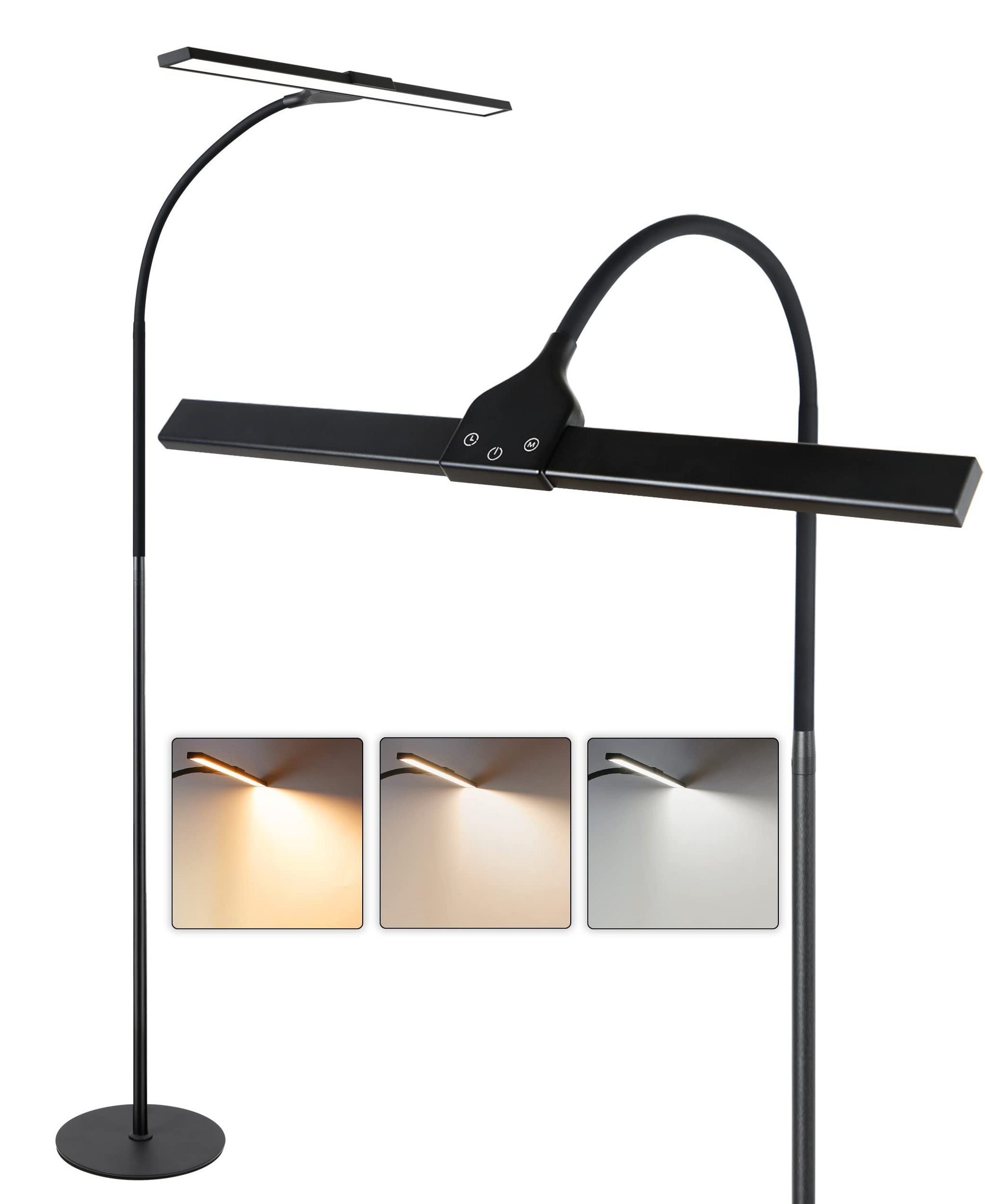 NETTLIFE LED - lattiavalaisin olohuoneeseen, himmennettävä, musta lukulamppu - moderni olohuone, 10 W