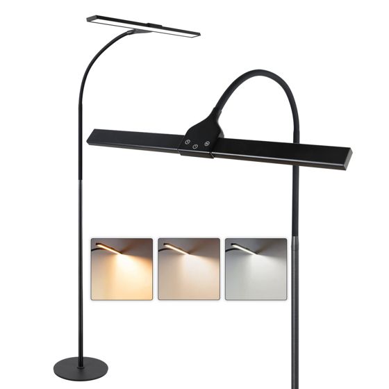 NETTLIFE LED - lattiavalaisin olohuoneeseen, himmennettävä, musta lukulamppu - moderni olohuone, 10 W