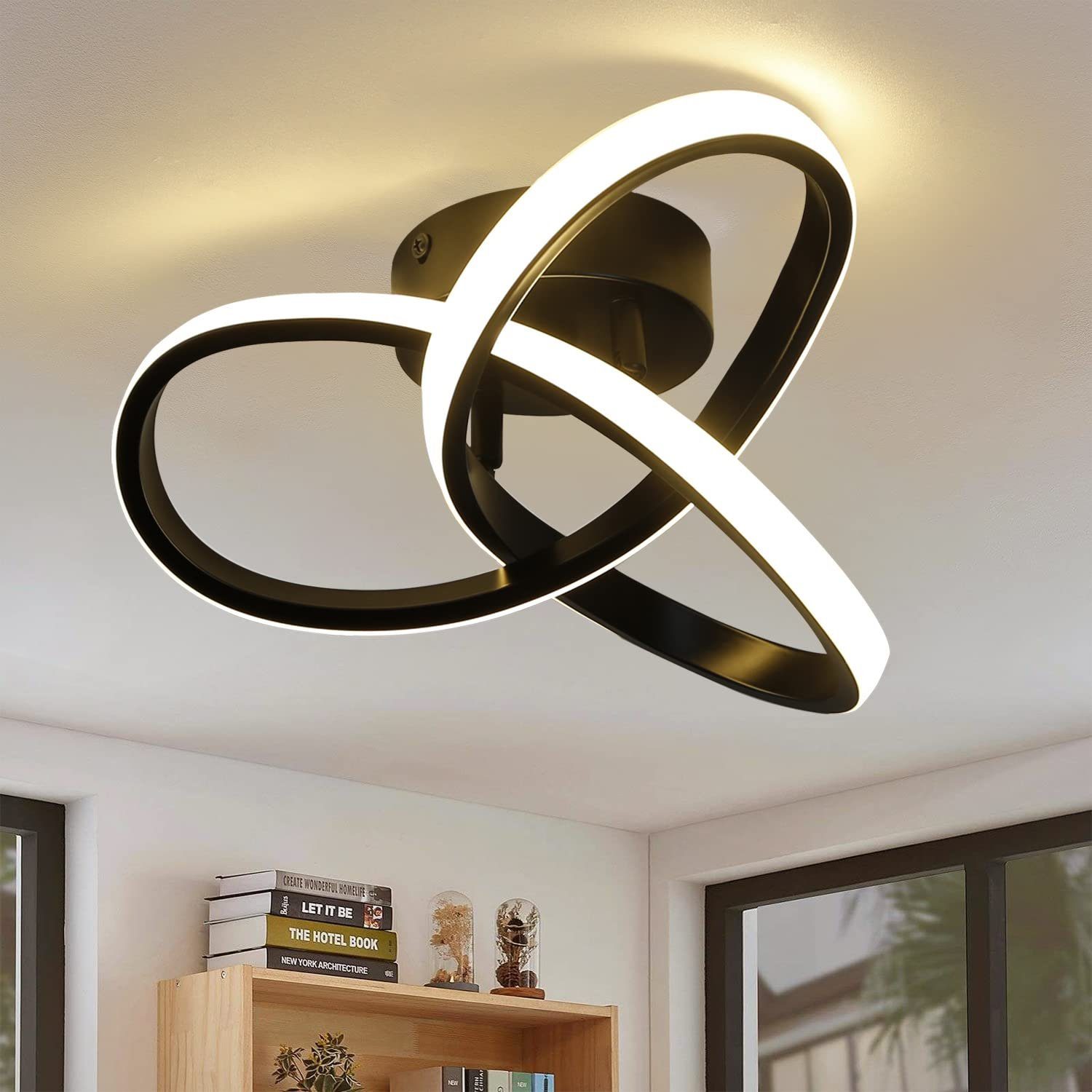 NETTLIFE LED - kattovalaisin, lämmin valkoinen, 17W, musta, moderni keittiöön, olohuoneeseen ja makuuhuoneeseen, 3000K