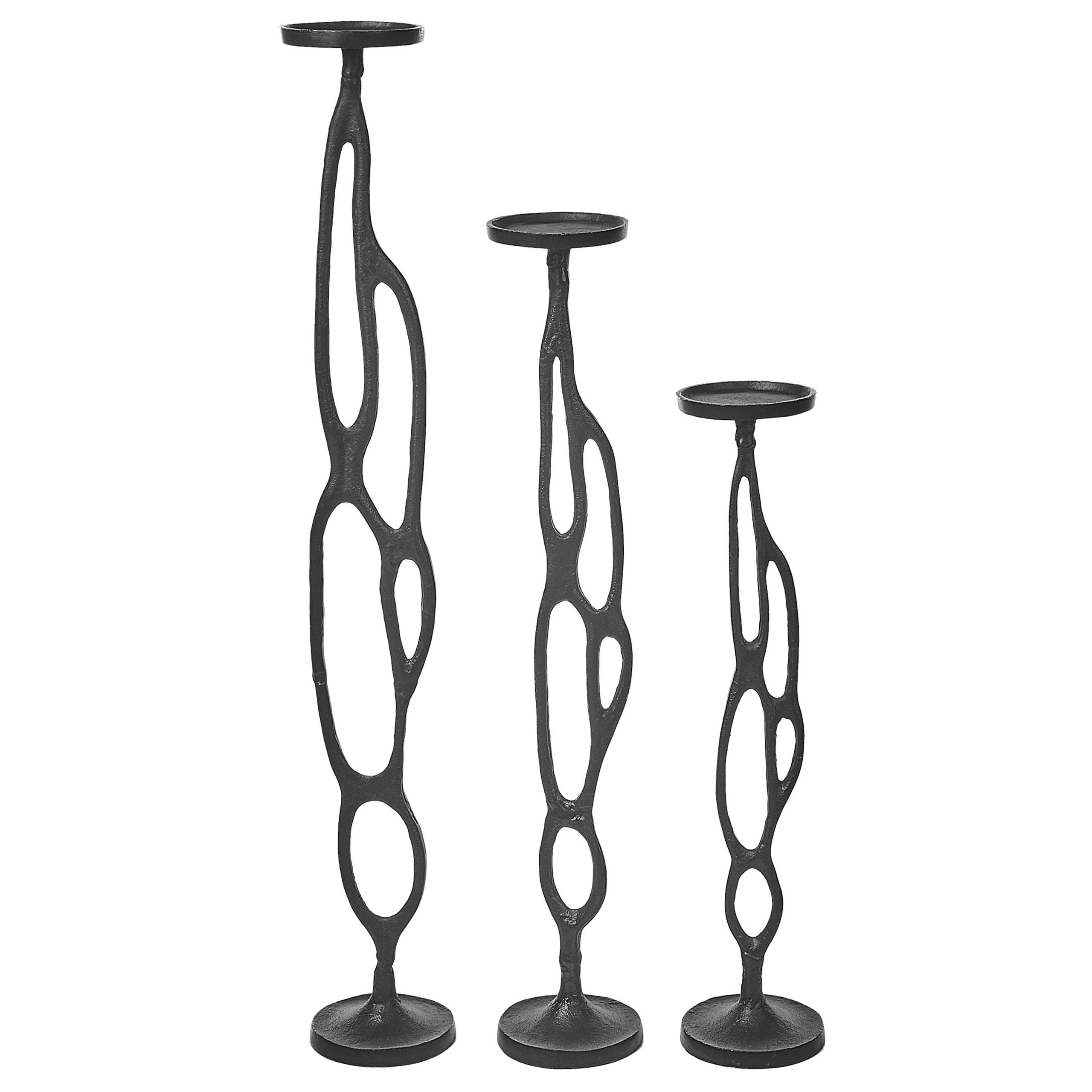 Kynttilänjalkasetti 3 kpl BUNI 54/68/84 cm Metalli Musta
