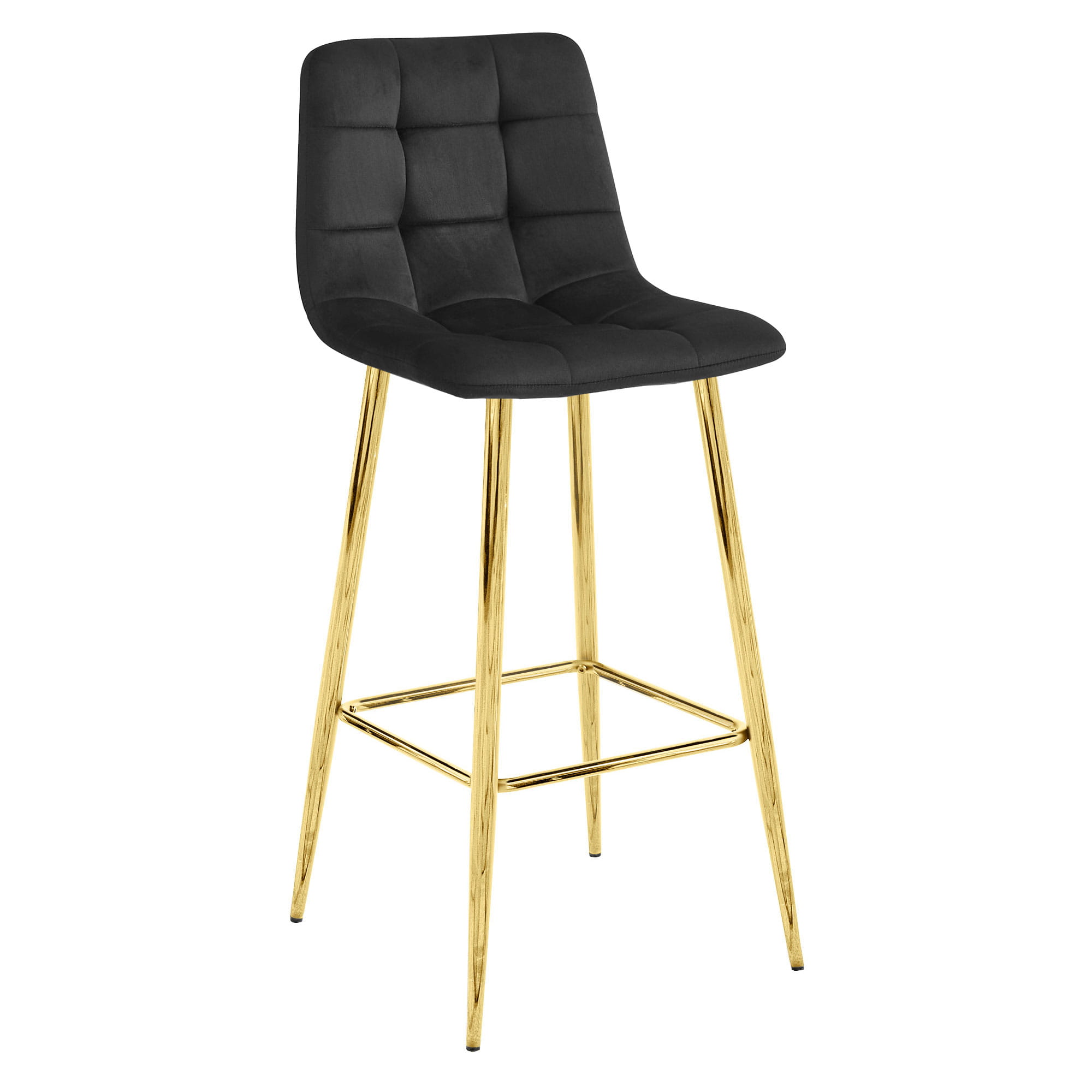Baarituoli - Leobert - ARCETO - sametti musta/kullanväriset jalat - 43,5x49x102 cm - setti 4 kpl