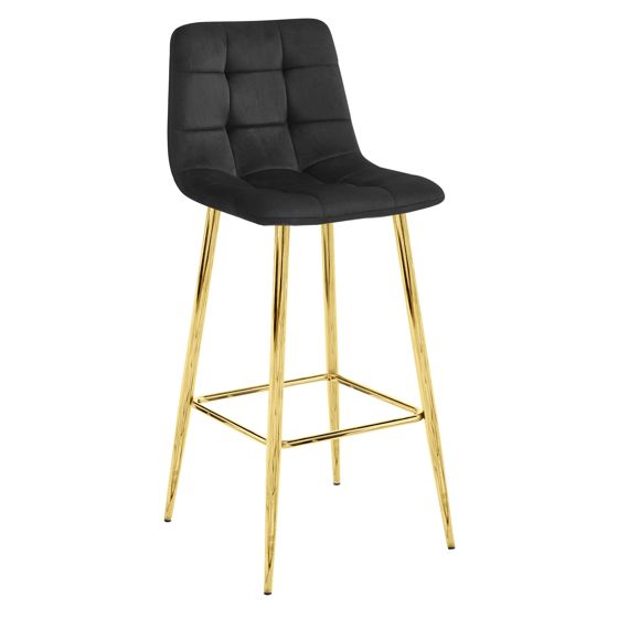 Baarituoli - Leobert - ARCETO - sametti musta/kullanväriset jalat - 43,5x49x102 cm - setti 4 kpl