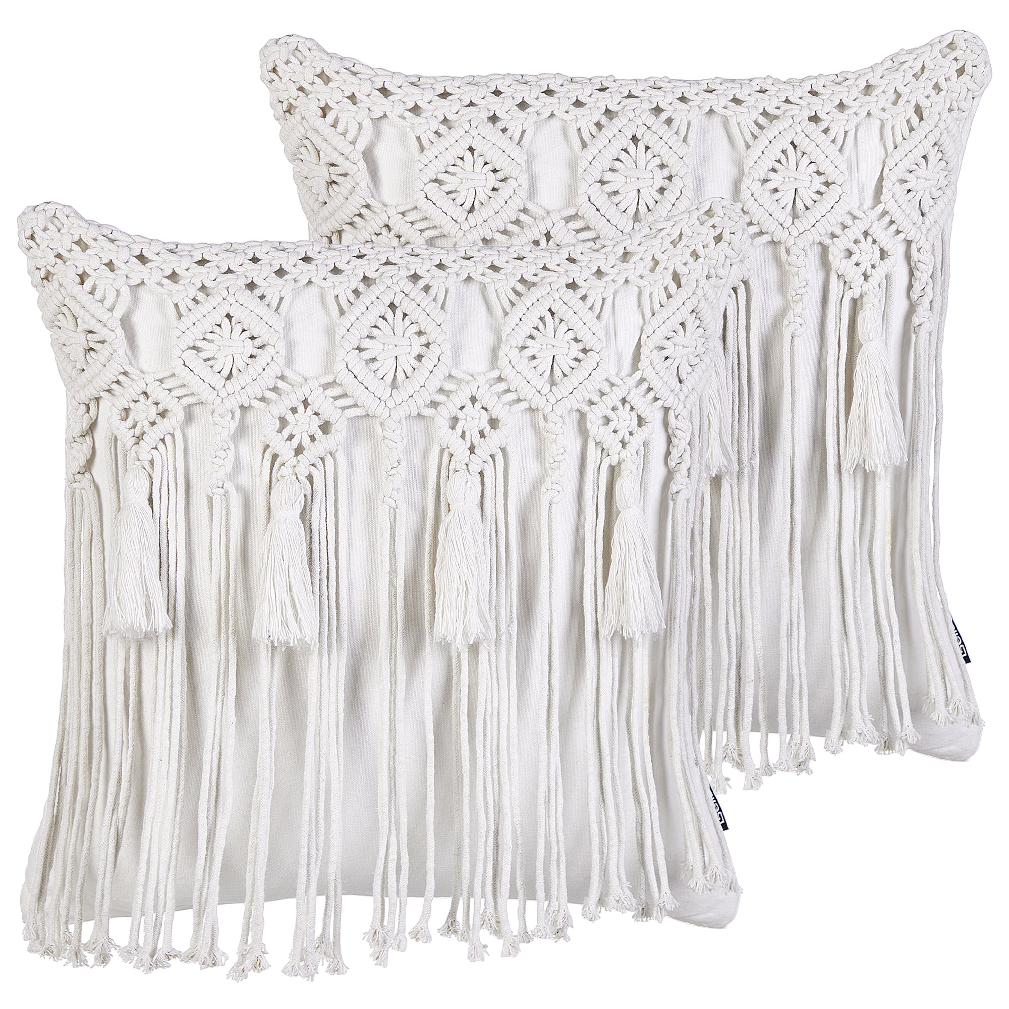 Koristetyynysetti 2 kpl BAMIAN 45 x 45 cm Puuvilla Luonnonvalkoinen Geometrinen kuvio