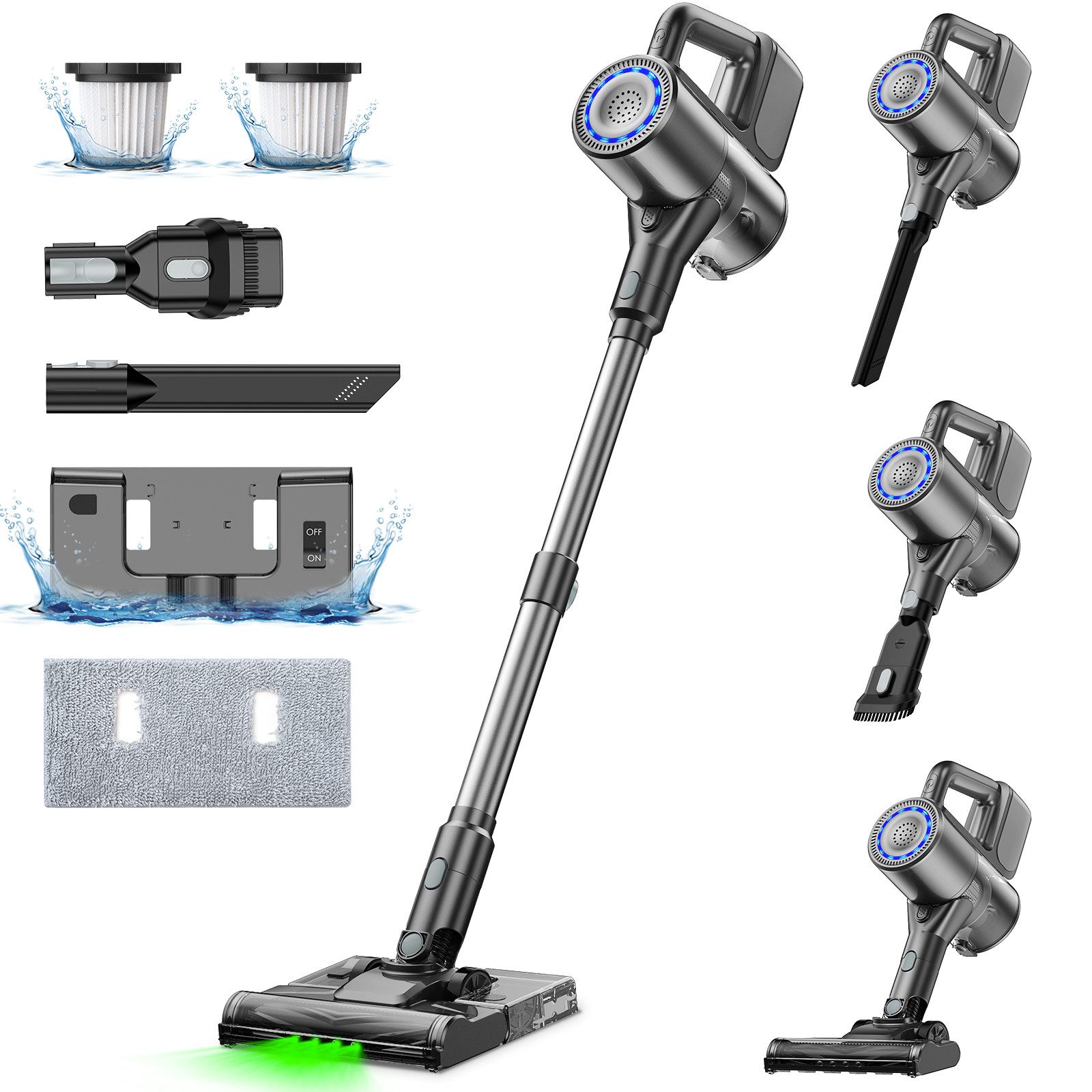NETTLIFE 500W/40000Pa johdoton rikkaimuri lakaisutoiminnolla, 40 minuutin käyttöaika