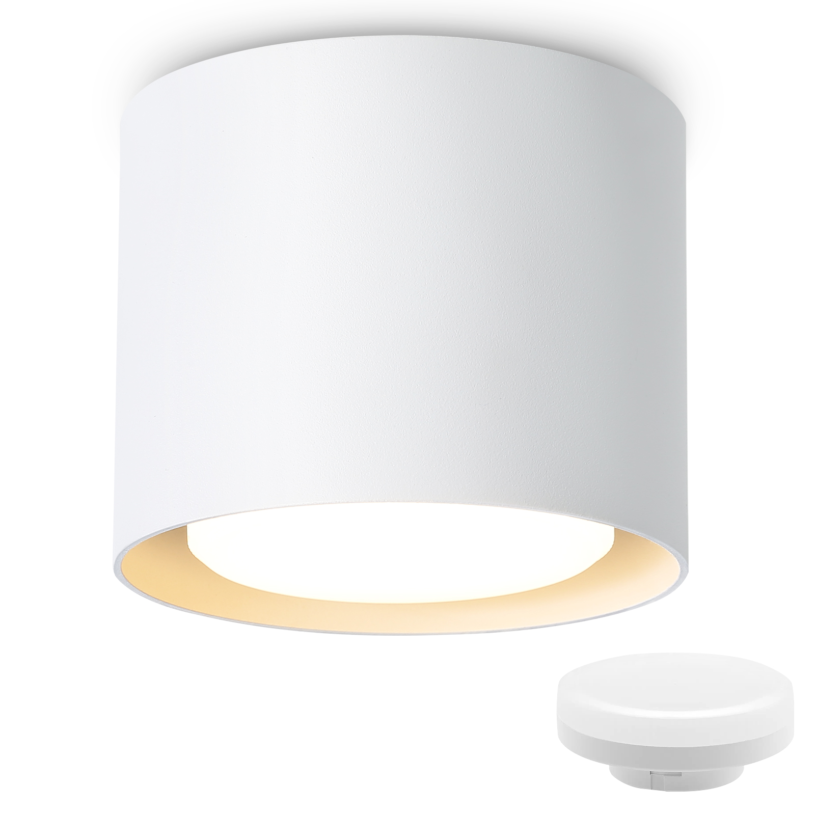 NETTLIFE Valkoinen LED-kattospottivalaisin: Pyöreä pinta-asennettava kattovalaisin, 230V alumiini, GX53 5W 3000K lamppu, makuuhuoneeseen, eteiseen