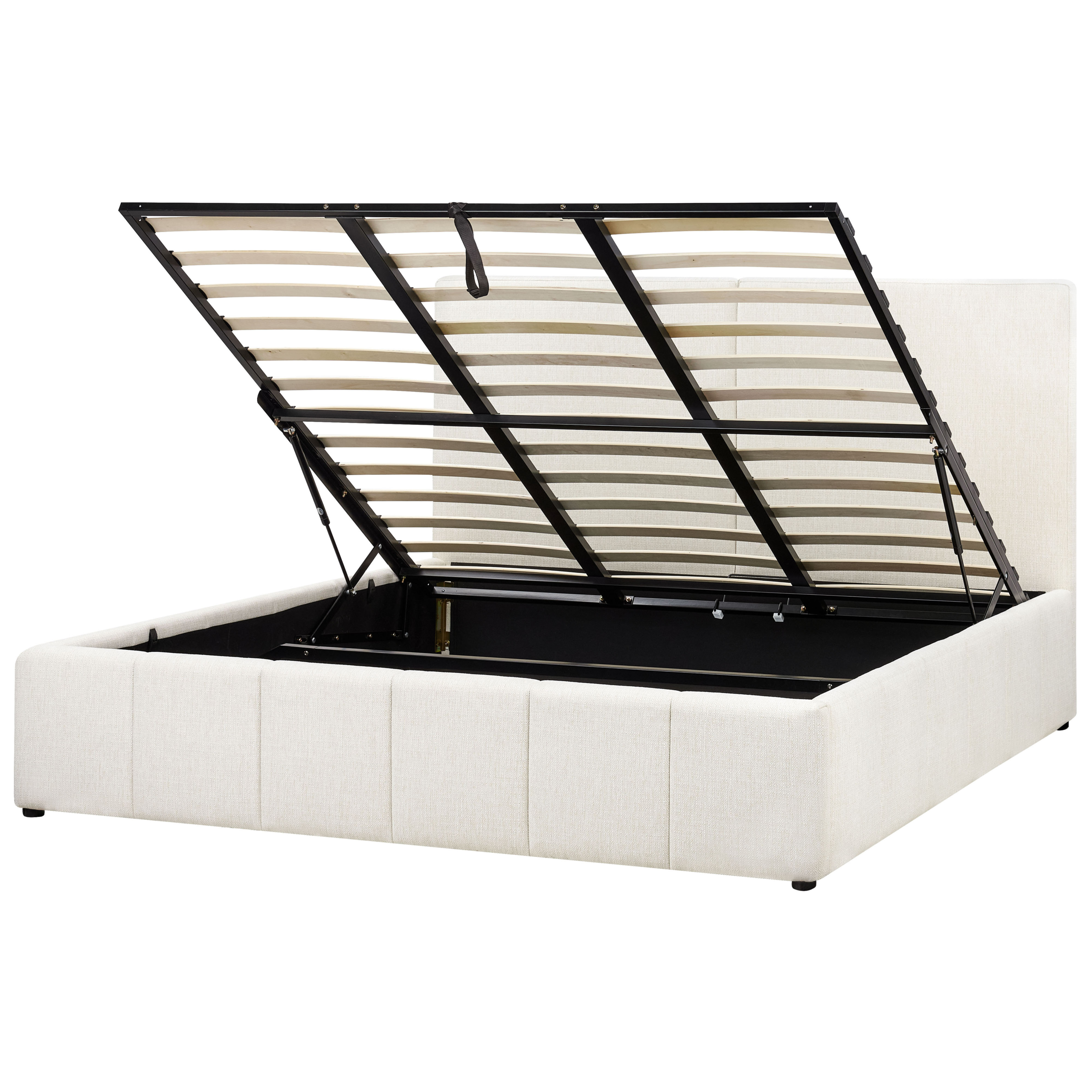 Sänky säilytystilalla kangas CASTELNAVET 180 x 200 cm Luonnonvalkoinen