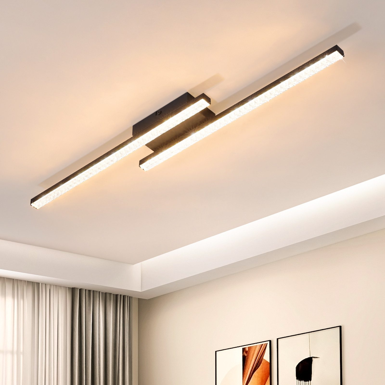 NETTLIFE LED-kattovalaisin musta 12W lämmin 3000K moderni kristalli metalli