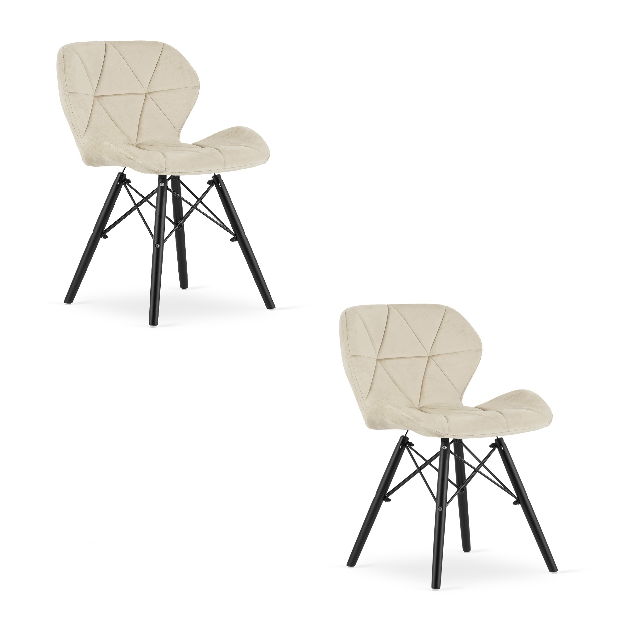 LAGO samettituolit, beige, mustat jalat (2 kpl)