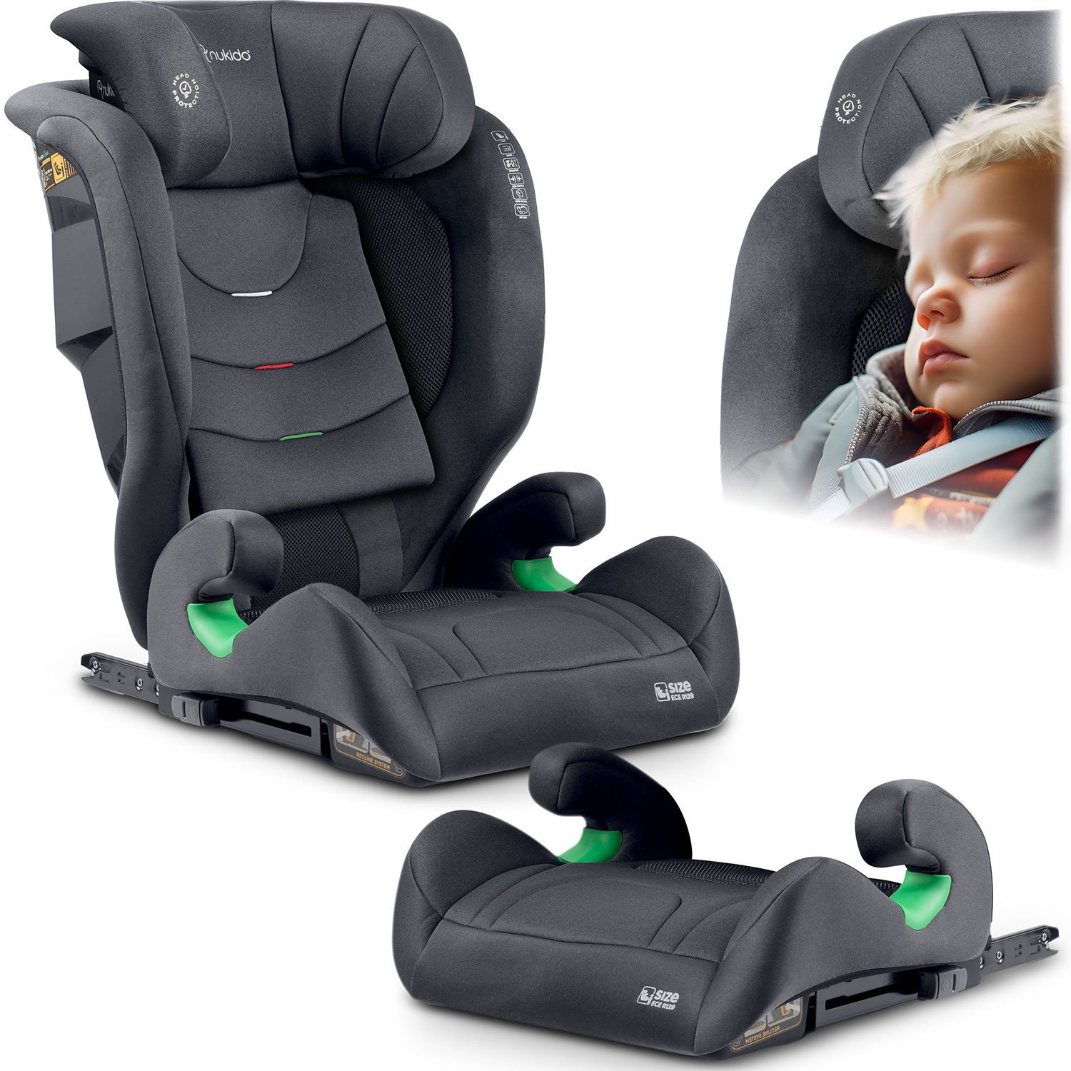 Nukido Louis pehmeä turvaistuin harmaa 15-36 kg ISOFIX