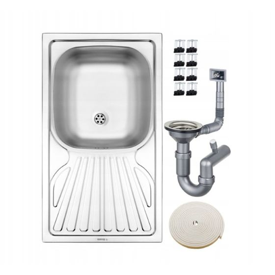 Yksikulhoinen teräs upotettu tiskiallas 76 x 43 cm