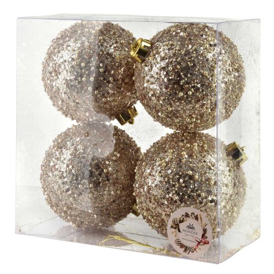 Joulukuusenpallot SANTA LILA 4 kpl Ø12 cm