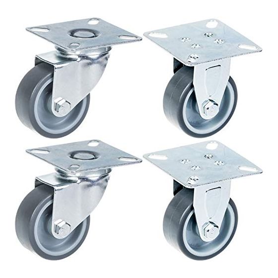 50mm 2" pyörät, harmaa kumirengas, kääntyvä ja kiinteä, 160kg kantavuus, 4 kpl:n sarja.