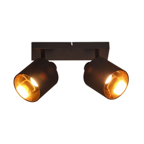 NETTLIFE 2 vintage mustaa kattokohdevalaisinta E14 350° kääntyvä kangasvarjostimella olohuoneeseen, makuuhuoneeseen, keittiöön, ilman polttimoa