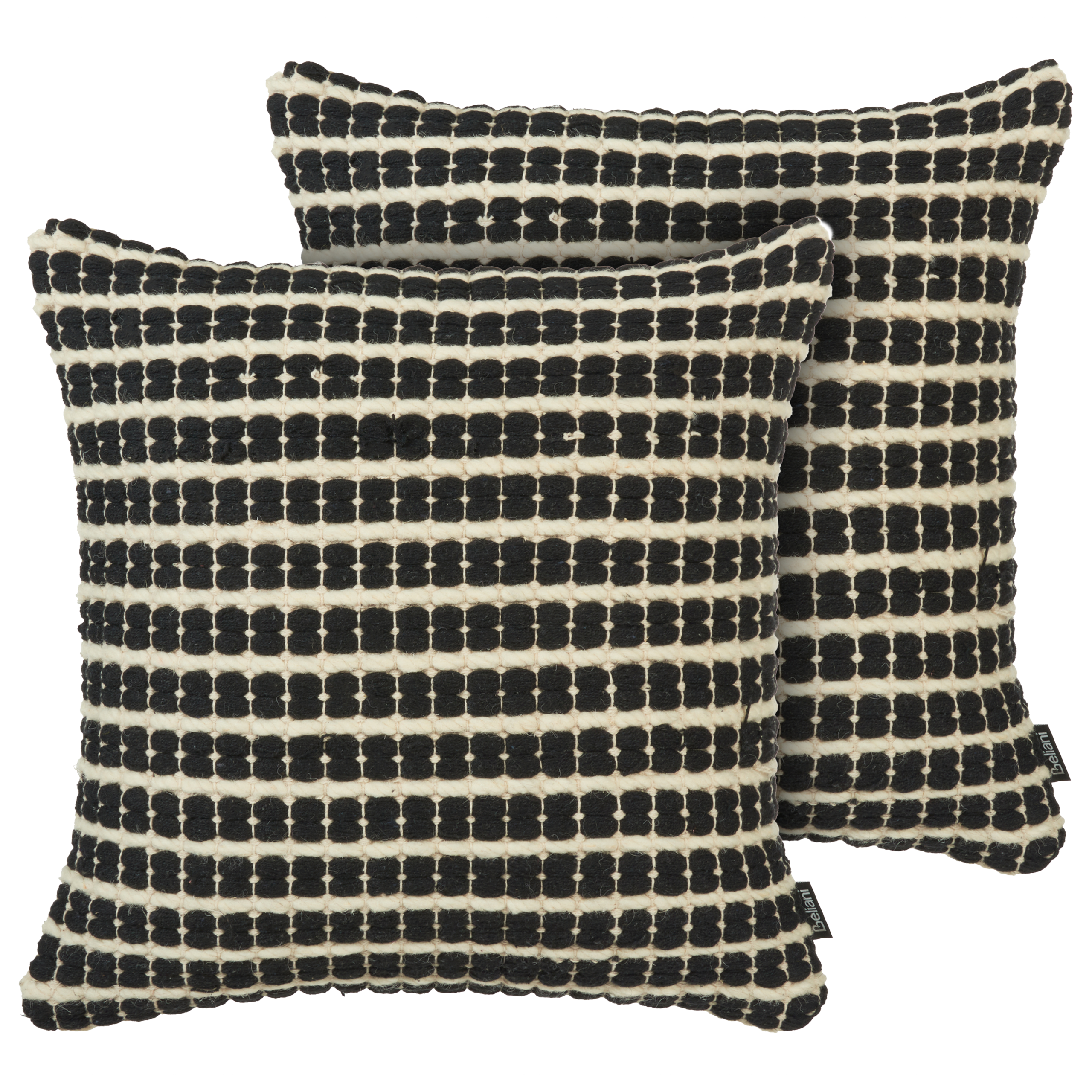 Koristetyynysetti 2 kpl YONCALI puuvilla 45 x 45 cm Musta Ruutukuvio