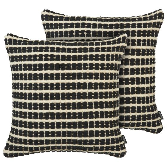 Koristetyynysetti 2 kpl YONCALI puuvilla 45 x 45 cm Musta Ruutukuvio