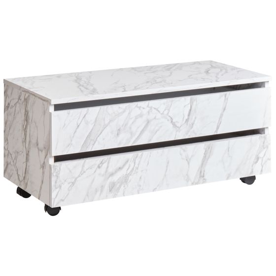 Kylpyhuoneen kaappi TERESINA pyörillä 80 cm Valkoinen marmorikuvio