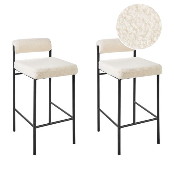 Baarituolisetti 2 kpl AMAYA buklee Luonnonvalkoinen