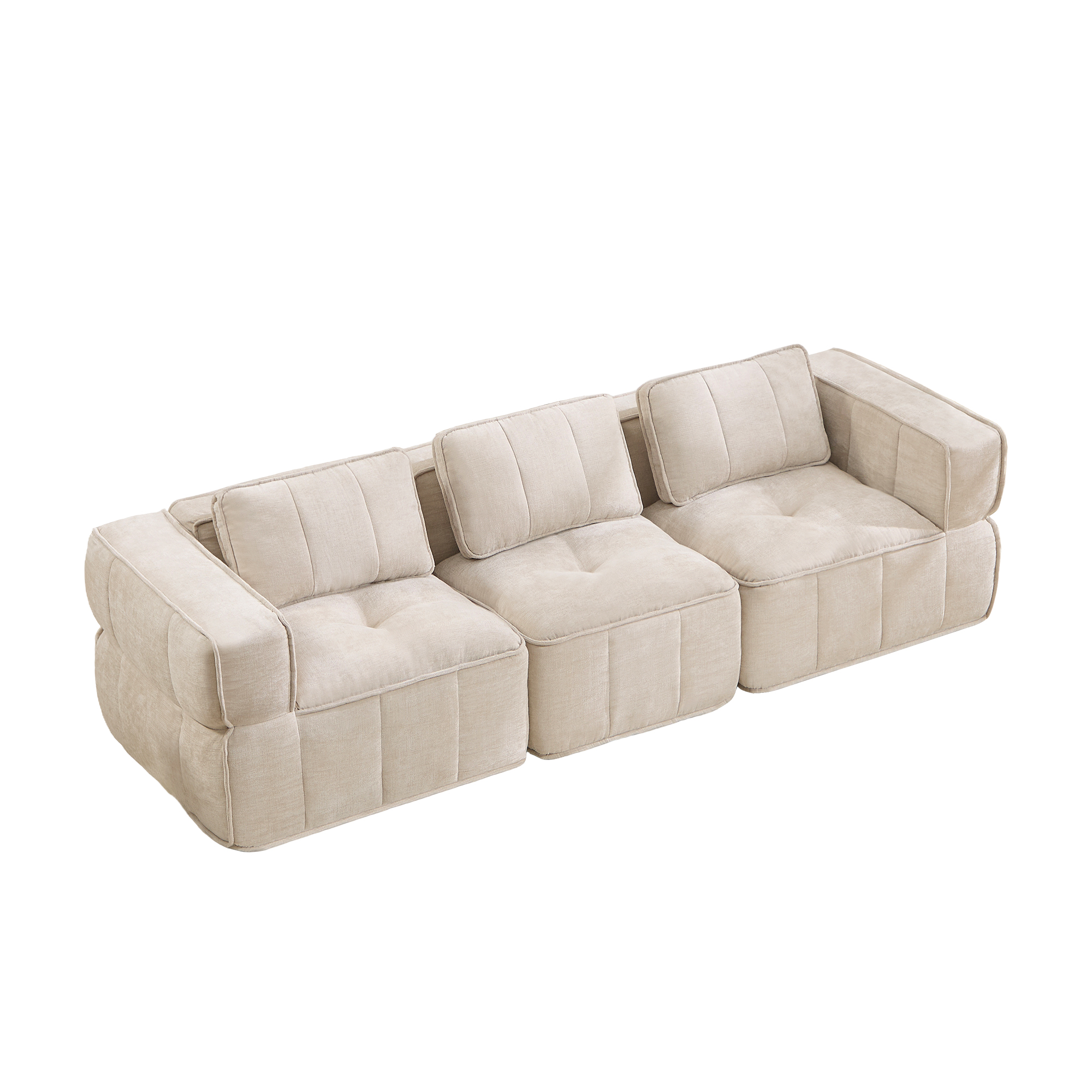 moduulisohva 3-paikkainen beige kangas moderni säädettävä
