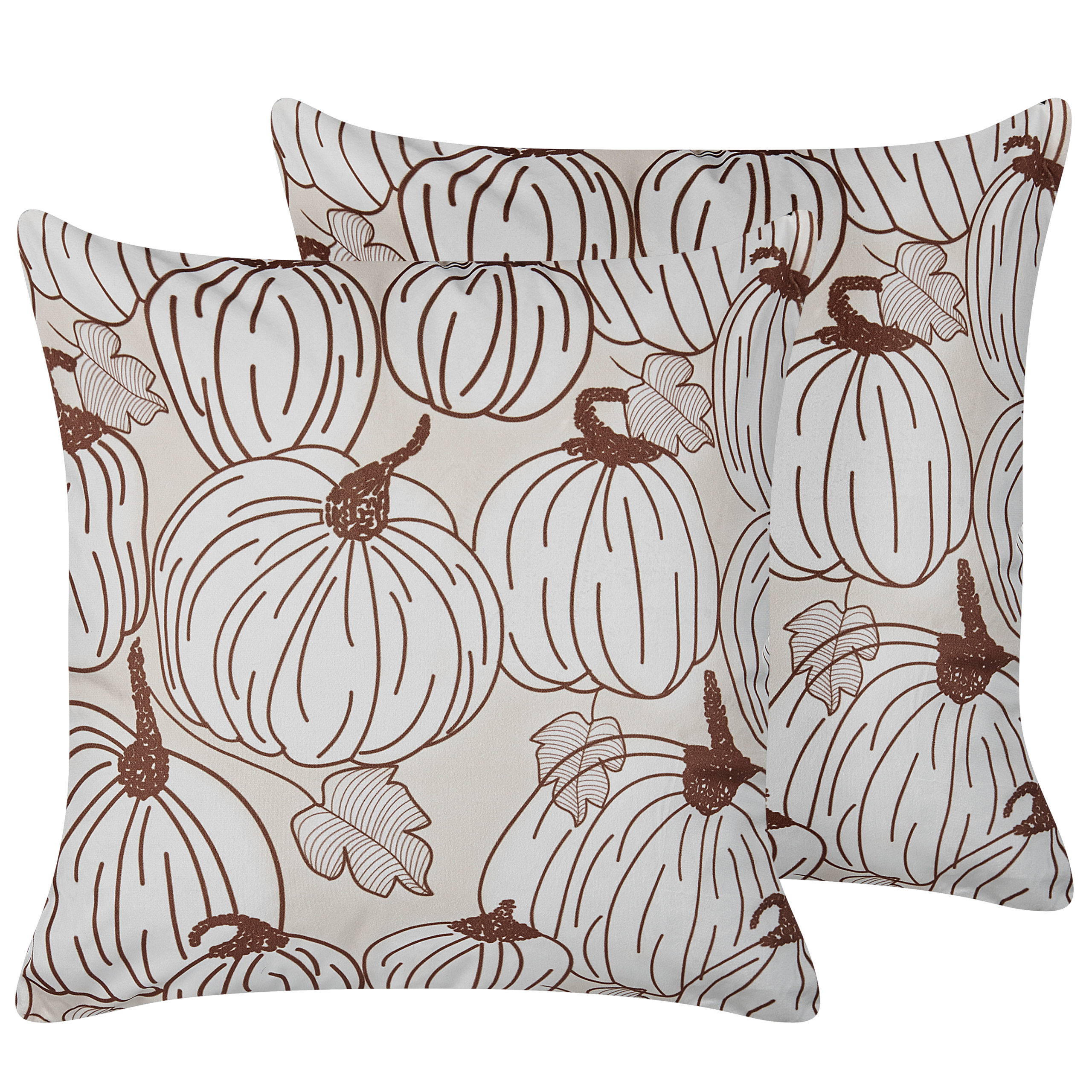 Koristetyynysetti 2 kpl GOURD sametti 45 x 45 cm Beige Kasvikuvio