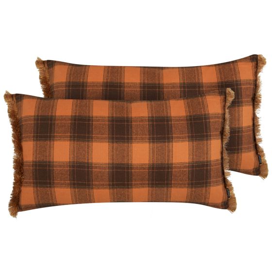 Koristetyynysetti 2 kpl BARJA 40 x 70 cm Oranssi Ruutukuvio